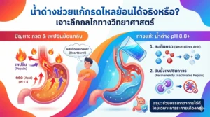 น้ำด่างช่วยแก้กรดไหลย้อนได้จริงหรือ? เจาะลึกกลไกทางวิทยาศาสตร์