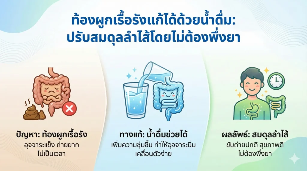 ท้องผูกเรื้อรังแก้ได้ด้วยน้ำดื่ม: ปรับสมดุลลำไส้โดยไม่ต้องพึ่งยา