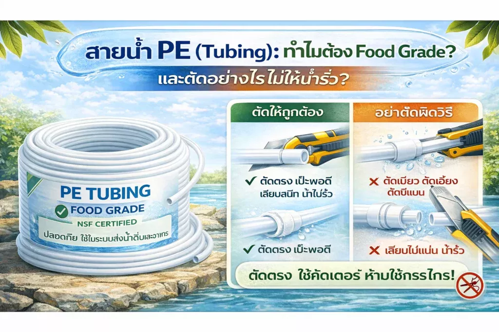 สายน้ำ PE (Tubing): ทำไมต้อง Food Grade? และตัดอย่างไรไม่ให้น้ำรั่ว?