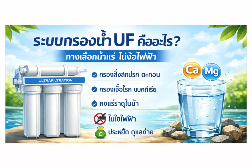 ระบบกรองน้ำ UF คืออะไร? ทางเลือกน้ำแร่ ไม่ง้อไฟฟ้า