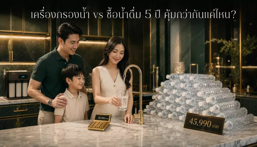 เปรียบเทียบค่าใช้จ่าย เครื่องกรองน้ำ vs ซื้อน้ำดื่ม 5 ปี คุ้มกว่ากันแค่ไหน?