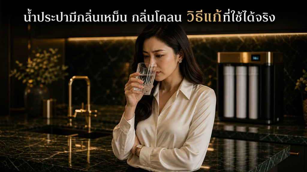 น้ำประปามีกลิ่นเหม็น กลิ่นโคลน กลิ่นคลอรีน วิธีแก้ที่ใช้ได้จริง ปี 2026