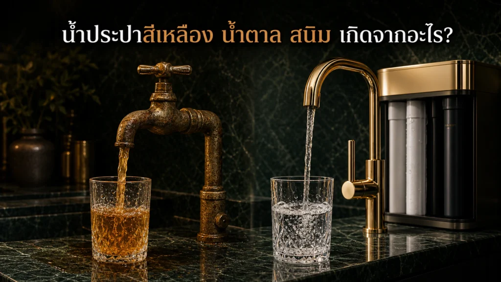 น้ำประปาสีเหลือง น้ำตาล สนิม เกิดจากอะไร? วิธีแก้ปัญหาที่ใช้ได้จริง ปี 2026