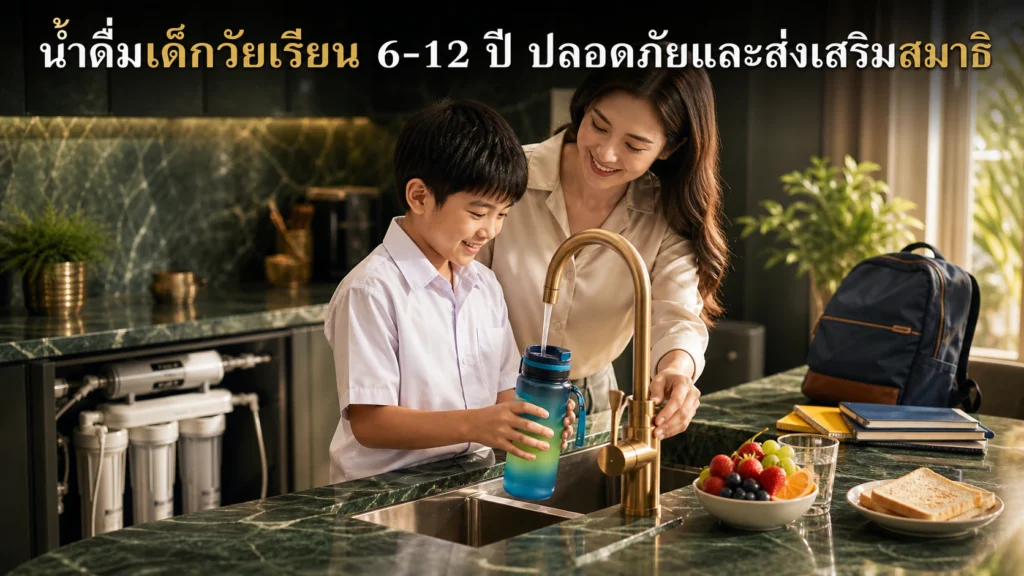 น้ำดื่มเด็กวัยเรียน 6-12 ปี เลือกแบบไหนปลอดภัยและส่งเสริมสมาธิ ปี 2026?