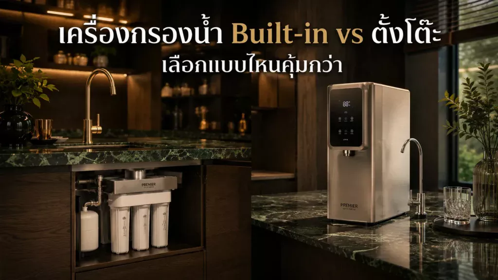 เครื่องกรองน้ำ Built-in ฝังเคาน์เตอร์ vs ตั้งโต๊ะ เลือกแบบไหนคุ้มกว่า ปี 2026?