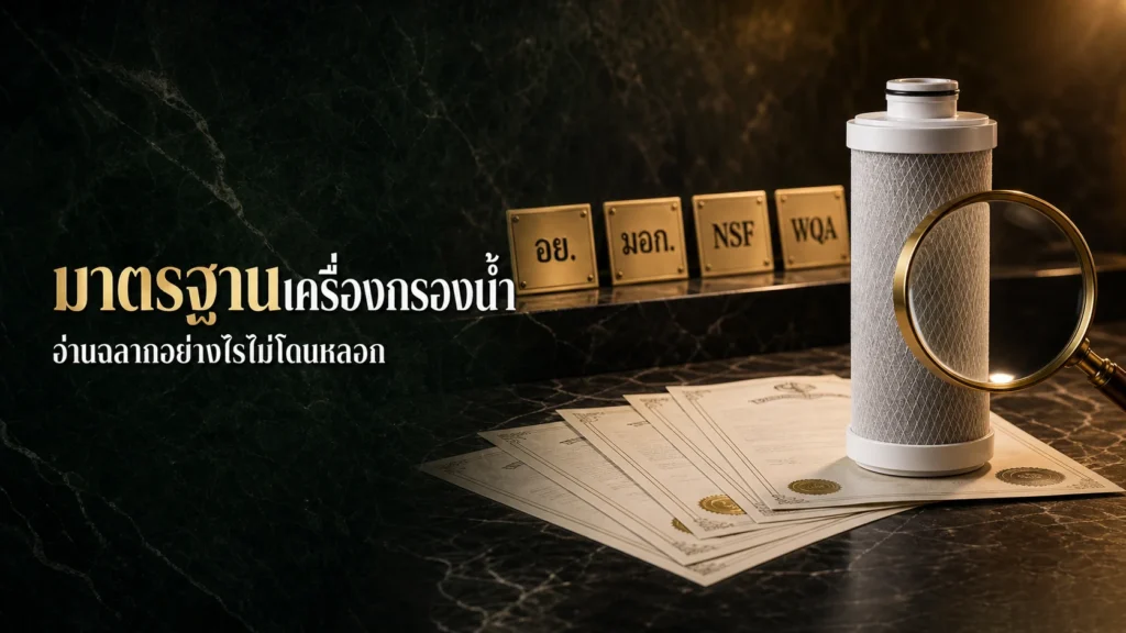 มาตรฐานเครื่องกรองน้ำ อย. NSF WQA มอก. อ่านฉลากอย่างไรไม่โดนหลอก ปี 2026